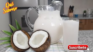 Agua Fresca de Coco Natural  Agua de Coco Cremoso y Fácil  Qué Sabroso [upl. by Nahpets]