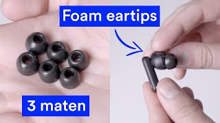 Gebruik Foam Eartips op oordopjes voor een betere pasvorm en afsluiting Rolfstone Luna ANC oortjes [upl. by Polad]