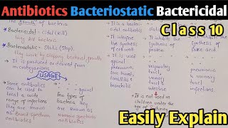 Antibiotics  Bacteriostatic And Bactericidal Antibiotics  Class 10 Biology [upl. by Lindell195]