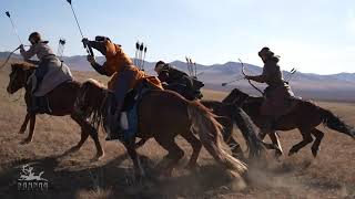 Traditional Mongolian Cavalry performing Horseback Archery  Namnaa Academy archers [upl. by Ainaled]