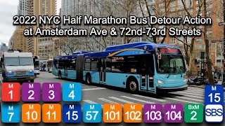 NYCTMTA Bus Action  Amsterdam amp 72 St M1 M2 M3 M4 M15 M101 M102 M103 BxM2 Routes amp More [upl. by Kir118]