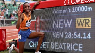 Beatrice Chebet Breaks World 10000M Record With 285414 in Eugene [upl. by Ahsatin]