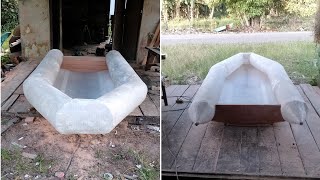 inflatable boat making from chicken wire net and fiberglass part 1 [upl. by Leik536]