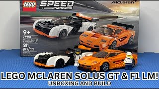 LEGO McLaren Solus GT amp McLaren F1 LM Unboxing and Speedbuild Speed Champions [upl. by Aldous]