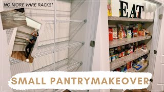 EASY DIY Pantry Shelves On A Budget  No More Wire Racks  Faux Floating Shelf Hack [upl. by Adiaz]