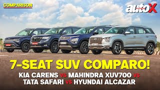 Best 7 seat SUV under Rs 25 lakh  Carens vs Alcazar vs Safari vs XUV700  autoX [upl. by Lathan359]