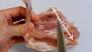 Easy way to debone and fillet a chicken thigh  a quothowtoquot tutorial [upl. by Dyob914]