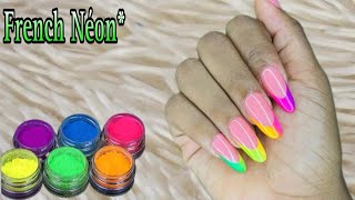 Men koman pou aplike poud neon  French Néon  ombré nails [upl. by Lednek]