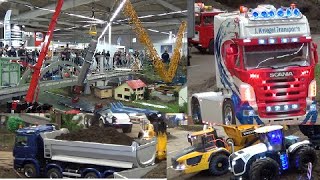 RC TRUCKS DUMPER AND DOUBLE CRANE ACTION STILL NEW ACTION FROM INTERMODELLBAU 2023 ON THE RMW TRACK [upl. by Brunhilde]