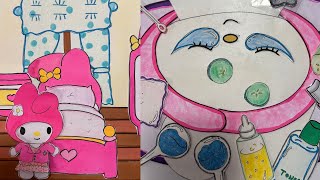 🫧Paper DIY🫧💦Melody is doing skincare treatments before going on a date💦sanrio  Paper ASMR [upl. by Jerz275]