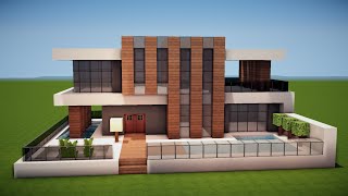 MODERNES HAUS mit POOL in MINECRAFT bauen TUTORIAL HAUS 246 [upl. by Jangro]