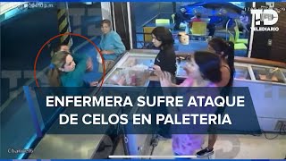 Enfermera causa destrozos en heladería de Ecatepec por ataque de celos [upl. by Hizar343]