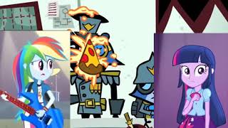 Las Mane 8 las Dazzlings las Crusaders y Trixie reaccionan a quotHTF Kapowquot [upl. by Odranreb657]