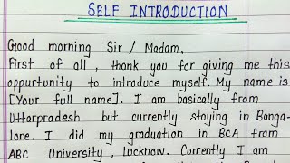 Self introduction in english  How to introduce yourself in english writing [upl. by Toshiko]