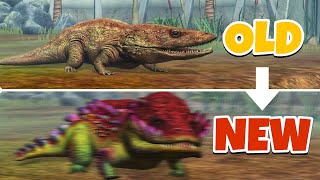 jurassic world game Max Level Upgrade Dinosaur Eryops OLD vs NEW [upl. by Jeremy204]