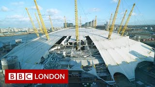 Storm Eunice Roof of O2 arena shredded as strong winds hit London [upl. by Gio117]