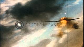 US and Japanese warplanes engage in aerial combat and US planes attack Japanese fHD Stock Footage [upl. by Paton]