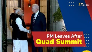 PM Modi leaves after Quad Leaders Summit in Delaware [upl. by Retsae59]