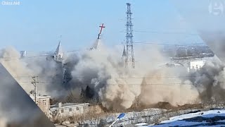 Officials demolish Golden Lampstand Church in Shanxi China [upl. by Hesper572]