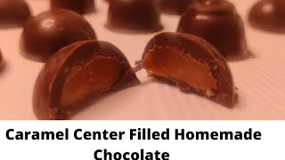 Caramel Center Filled Chocolate Recipe Soft Center Filled Chocolates in Hindi Use Homemade Caramel [upl. by Arikehs]