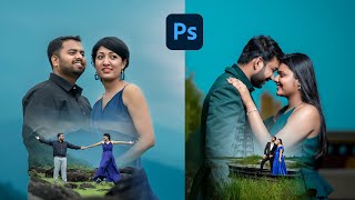 Pre wedding Photo Dual Exposure Editing in photoshop 2022 [upl. by Skerl]