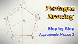 How to Draw an Pentagon with an Unscaled Ruler and Compass  Step by Step Approximate Method 2 [upl. by Xilef]