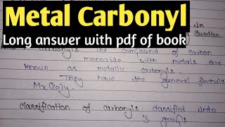 What are carbonyl  details about Carbonyl  MSc Inorganic chemistry [upl. by Shantha663]