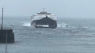 Manannan Fastcraft ferry rocking and rolling Douglas Isle of Man [upl. by Ynnep]