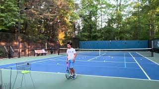 10 year old practicing tennis serves [upl. by Orlena]