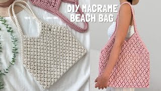 DIY  Macrame Beach Tote bag tutorial  Bolsa de macrame  마크라메 가방 [upl. by Aala]