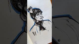 Finelinercolor marker freshly sketch✨art drawing illustration viral portrait [upl. by Port]