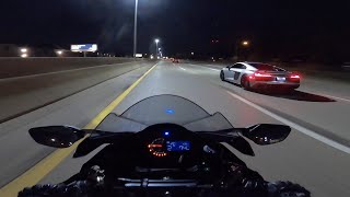 Ninja H2 Downtown Revs  Run in With Audi R8 [upl. by Ahsiuqet]