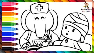 Desenhar e Colorir a Elly Cuidando do Pocoyó 👶🤕🐘🍌🍉🍇🍏 Desenhos para Crianças [upl. by Lynne789]