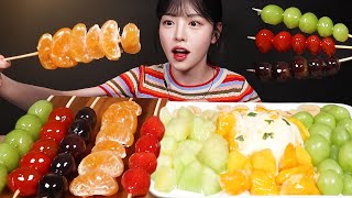 SUB빠삭달달 탕후루 먹방🍡 망고 샤인머스캣 과일빙수까지 여름 디저트 꿀조합 리얼사운드 Tanghulu Bingsu Mukbang Asmr [upl. by Moulden]