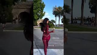 Beautiful model in a tight sparkly jumpsuit outfit for the day fashion style outfit shorts [upl. by Chapman]