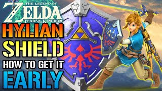 Zelda Tears Of The Kingdom quotHylian Shieldquot How To Get The BEST Shield EARLY Today Location Guide [upl. by Thgirw910]