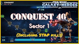 CONQUEST 40  Hard Sector 1 Feats w BOSS FEATS SWGOH [upl. by Nawuq]