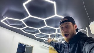 Installing My LED Hexagon Lights in my Home Wrap Shop [upl. by Couhp]