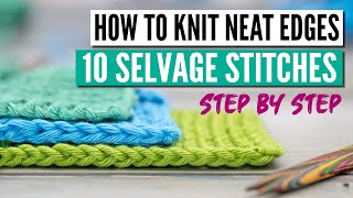 How to knit neat edges  The 10 best edge stitches in knitting [upl. by Kcyred885]