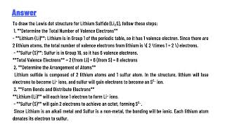 Draw the Lewis dot structure for Li2S [upl. by Tsai]