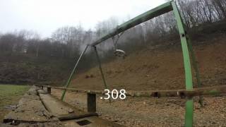 75x55 65x55 and 762x51 308 vs Hardox 500 plate at 200m closeupampslowmo [upl. by Buhler]