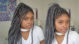 7 Ways I Style My Grey Box Braids  PROTECTIVE STYLE [upl. by Catherina]