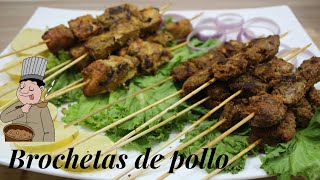 Brochetas de pollo caseros 😋 Recetas de cocina fácil y rápido pinchos [upl. by Huldah]