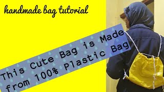 Cara Mengubah Kresek Menjadi Tas Ransel Serut Tutorial Tas Punggung Serut  DIY Cute Bag [upl. by Redford181]