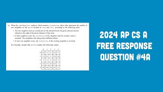 2024 AP Computer Science A FRQ 4A [upl. by Koh]