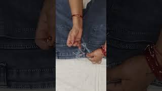 Downsize Jeans 👖 waist  Amazing 2 mints Hack fashion ytshorts trending diy [upl. by Annaeiluj592]