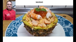 Piña rellena de marisco para Navidad Pineapple stuffed with seafood for Christmas [upl. by Lori685]