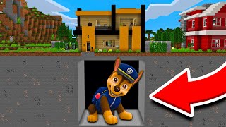 APARECE CHASE PAW PATROL GIGANTE DEBAJO DE MI CASA EN MINECRAFT 😱 [upl. by Aikyt329]