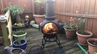 Cooking TBones steaks on a Chimenea and BBQ Grill [upl. by Dene]