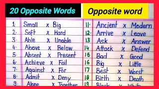 Write opposite words  20 Opposite word in english  vilom shabd English  word opposite word [upl. by Diamond]